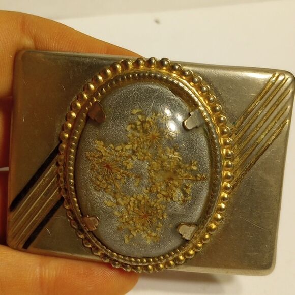 Vintage Pressed Flower Belt Buckle - Picture 4 of 5